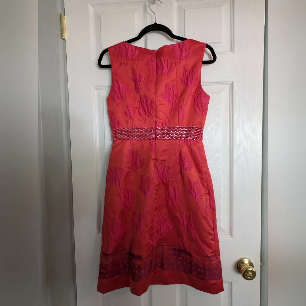 Vintage Rickie Freeman Teri Jon Jacquard Beaded Dress Designer Size 4 - Picture 3 of 10